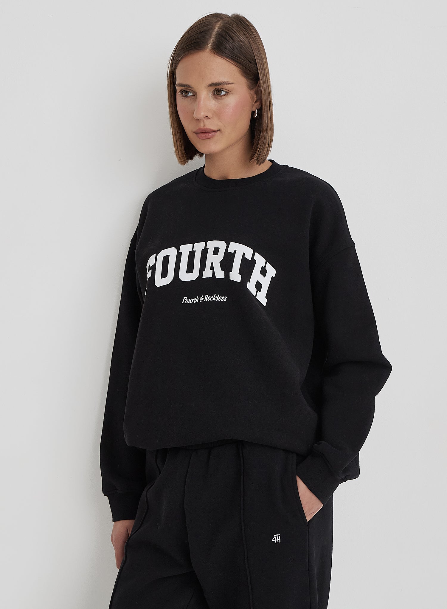 Black Fourth Slogan Classic Longline Sweatshirt